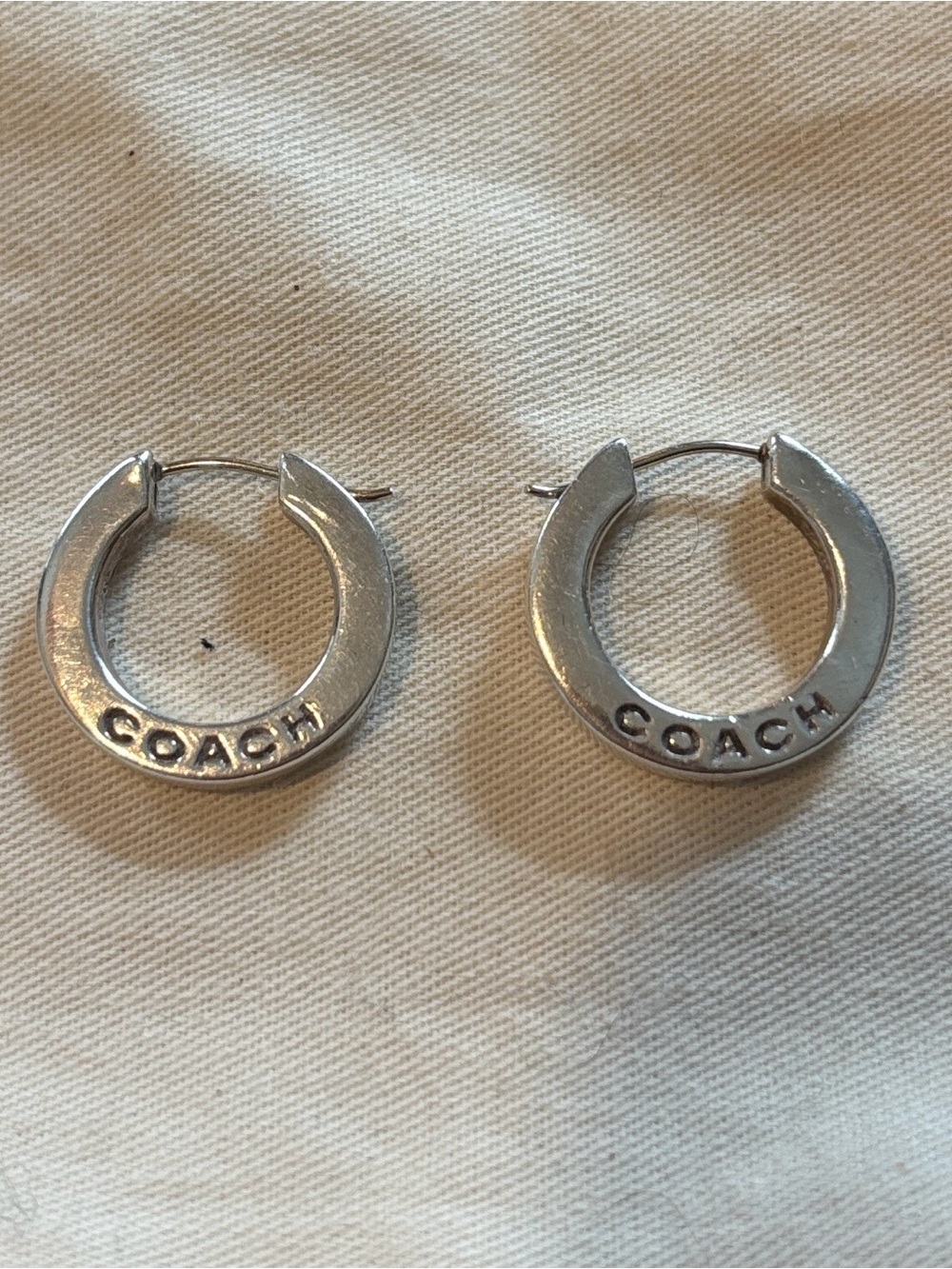 Vintage Coach Silver Logo Hoop Earrings